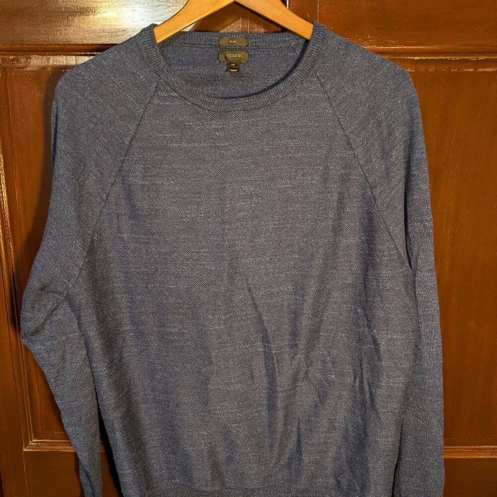 J Crew Rugged/Textured Cotton Sweater - Blue - M slim fit
